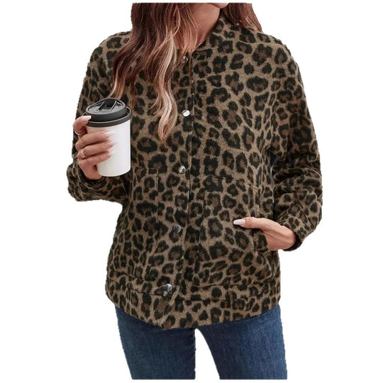 Damen Fleecejacke im trendigen Leopardenmuster R&B