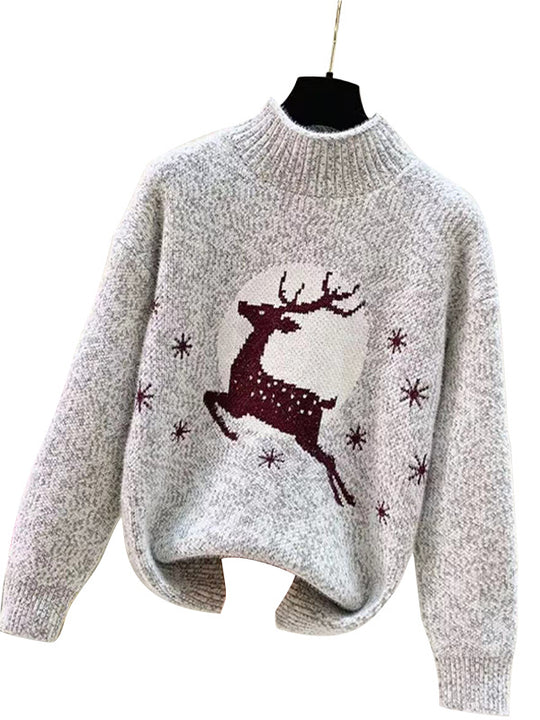 Damen Kuscheliger Rollkragenpullover mit festlichem Rentierdesign R&B