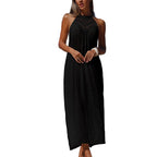 Damen Maxikleid mit elegantem Häkeloberteil und lockerer Silhouette R&B
