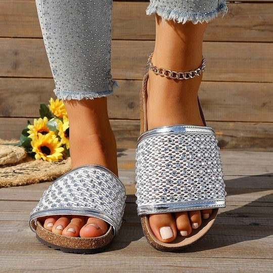 Damen modische Sandalen mit glitzernden Applikationen R&B