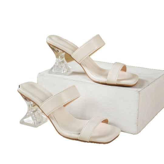 Damen transparente Slipper mit modischem Blockabsatz R&B