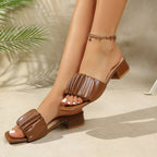 Damen elegante Blockabsatz-Sandalen mit gerafftem Riemen R&B