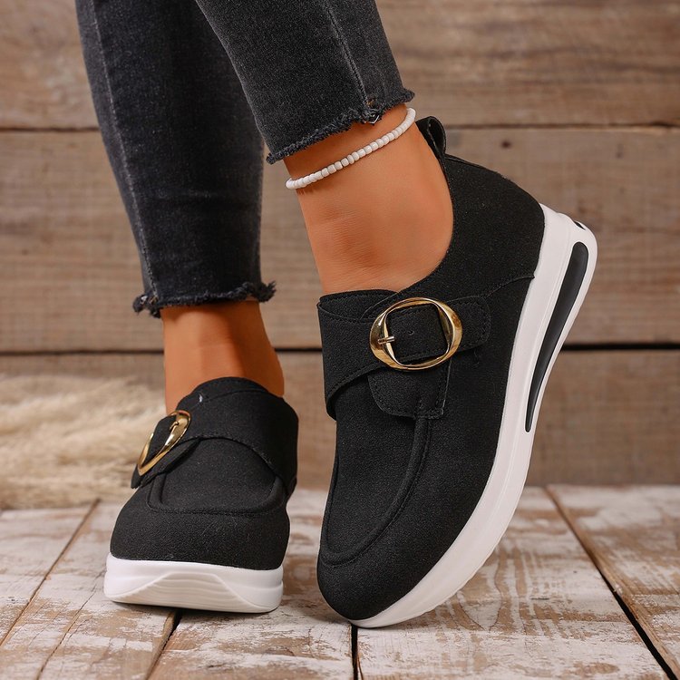 Damen Modische Slip-On Sneakers mit verstellbarem Schnallenverschluss R&B