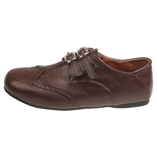 Damen Elegante und modische Schnürschuhe mit Doppelschnallen und perforiertem Obermaterial R&B