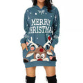 Damen Kapuzenkleid mit niedlichem Rentiermotiv und weihnachtlichem Schriftzug R&B