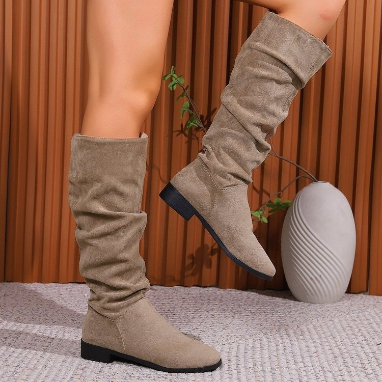 Damen Schlupfstiefel aus weichem Wildlederimitat R&B