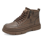 Damen Modische Schnürstiefel mit seitlichem Reißverschluss und robustem Profil