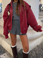 Damen Oversized Übergangsjacke mit nahtlosem Design und praktischen Taschen R&B