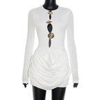 Damen elegantes Jumpsuit mit kreativen Cut-Outs und Raffungen R&B