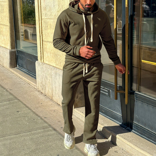 Herren Sportlicher Fleeceanzug mit modernem Strukturdesign und praktischer Kapuze R&B