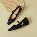Damen elegante spitze Ballerinas mit verziertem Riemen und Glitzerakzenten