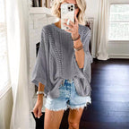 Damen lässiger Strickoversize-Pullover