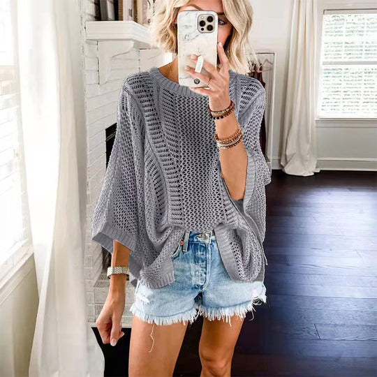 Damen lässiger Strickoversize-Pullover R&B