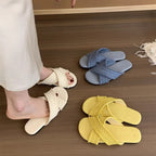 Damen elegante Hausschläppchen mit dekorativen Riemen und komfortablem Fußbett R&B