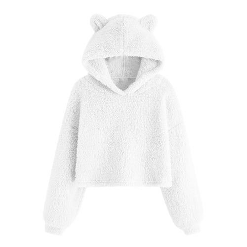 Damen Kuscheliger Fleece Hoodie mit Bärenohren R&B