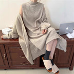Damen Strickkleid mit offenen Schultern und lässigem Schnitt