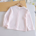 Mädchen Nan Ripp-Strick Bio-Gefühl Baby-Strickjacke mit Knopfverschluss und gesticktem Bogen R&B