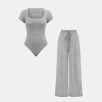 Damen lässiger Jumpsuit mit kurzer Arm und weitem Bein R&B
