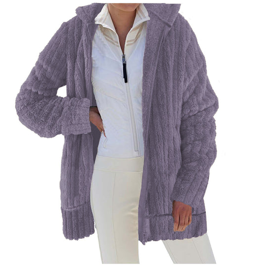 Damen Flauschige Kuscheljacke mit praktischen Taschen R&B