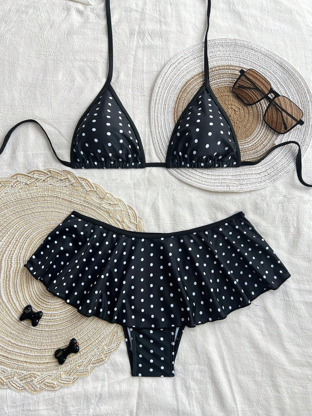 Damen Triangel-Bikini mit verspieltem Rüschensaum R&B