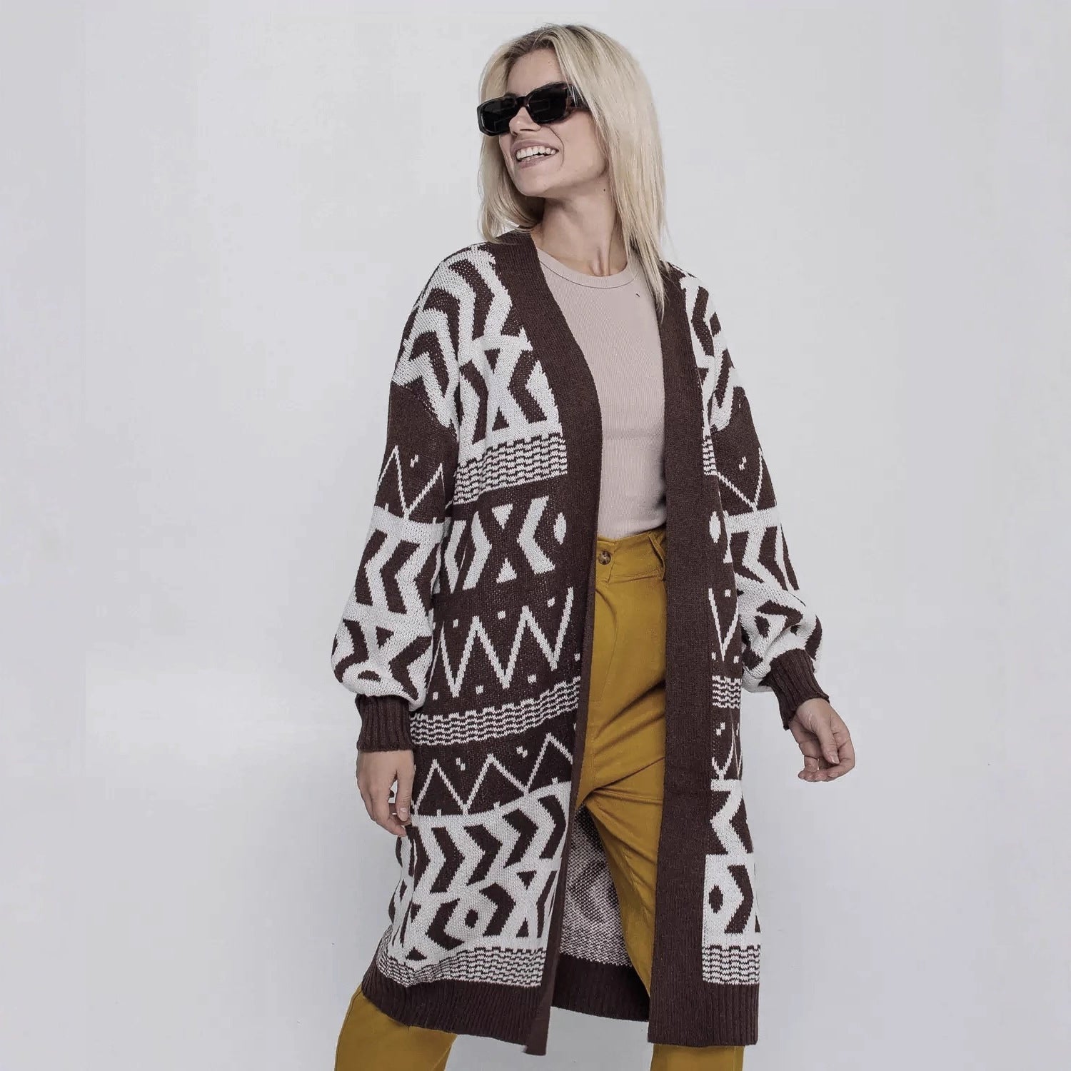 Damen Strickjacke mit kreativem Muster und lässigem Schnitt R&B