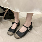 Damen elegante Ballerinas mit funkelndem Zehenbereich und dekorativem Riemen