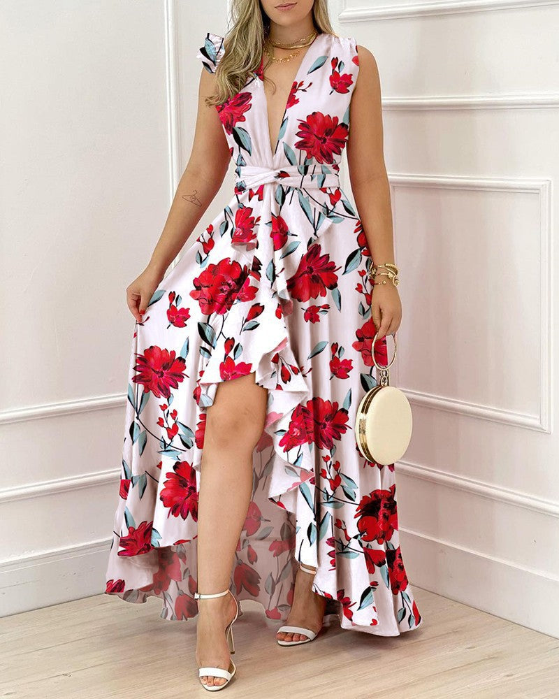 Damen Maxikleid mit floralem Schnitt R&B