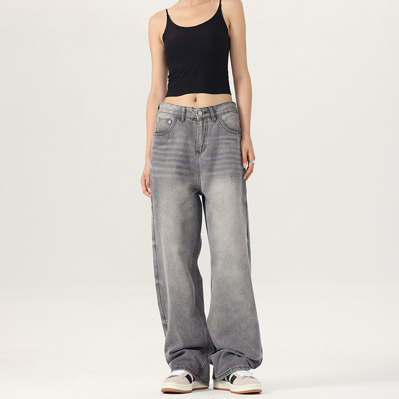 Damen Weite Jeanshose im lässigen Vintage-Stil mit hohem Bund R&B