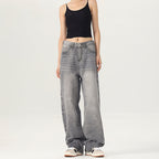 Damen Weite Jeanshose im lässigen Vintage-Stil mit hohem Bund R&B