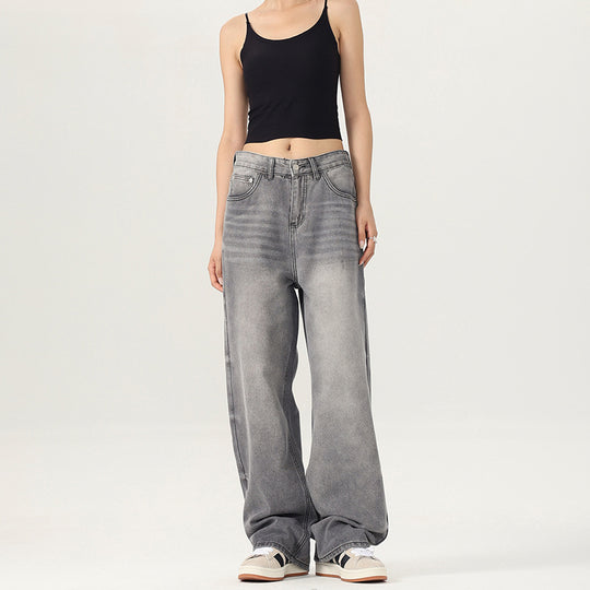 Damen Weite Jeanshose im lässigen Vintage-Stil mit hohem Bund R&B