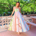 Damen Maxikleid mit floralem und gestreiftem Design R&B