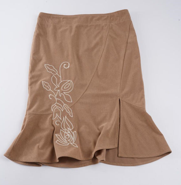 Damen eleganter und verspielter Wickelrock mit floralem Design und weitem Saum R&B