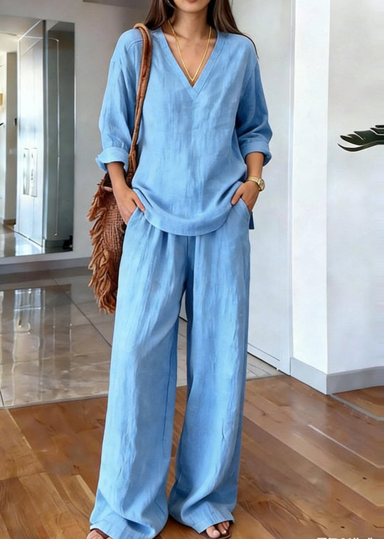 Damen Bequeme Leinen-Hose mit lässigem Schnitt und praktischen Taschen R&B