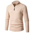 Herren Strickpullover mit stylischem Stehkragen und modernem Reißverschluss