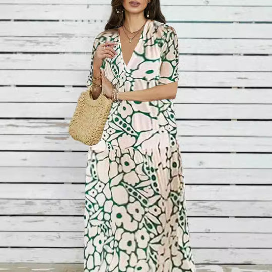 Damen Maxi-Kleid mit floralem Design und weitem Schnitt R&B
