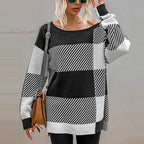 Damen Oversized Pullover mit geometrischem Muster und lässigem Schnitt R&B