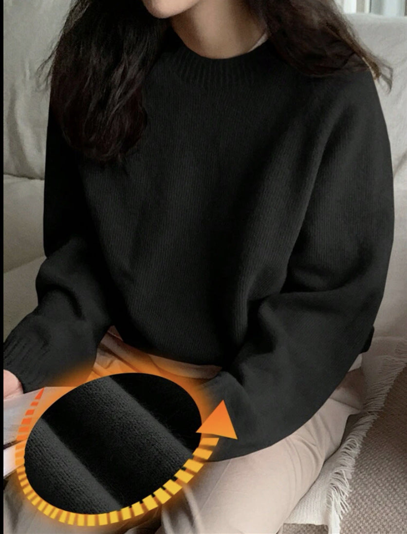 Damen Gemütlicher Rundhals-Pullover aus hochwertigem Stoff R&B