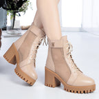 Damen Modische Stiefeletten mit atmungsaktivem Mesh-Einsatz und robuster Sohle