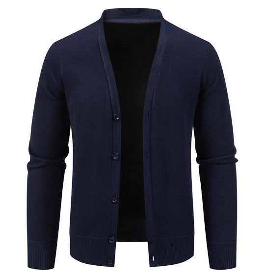 Herren kuschelige Strickjacke mit V-Ausschnitt und Knopfleiste R&B