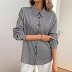 Damen gestreifte Bluse mit tiefer Rückenausschnitt und Schleifen-Detail R&B