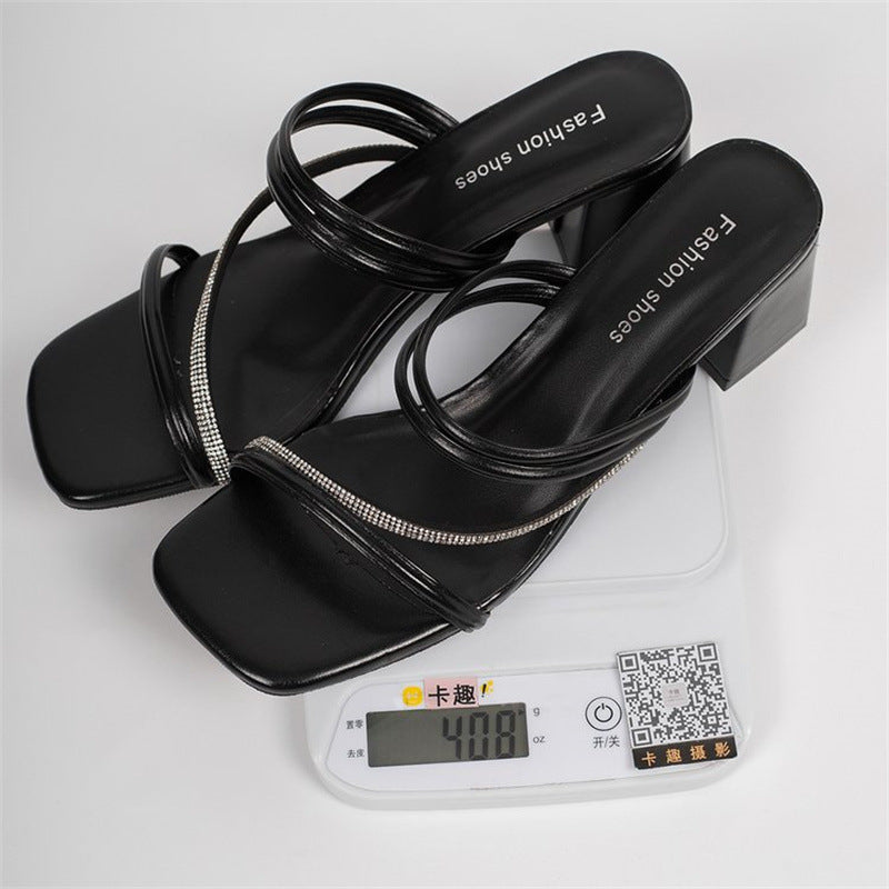 Damen elegante Riemensandalen mit funkelnden Strassdetails R&B