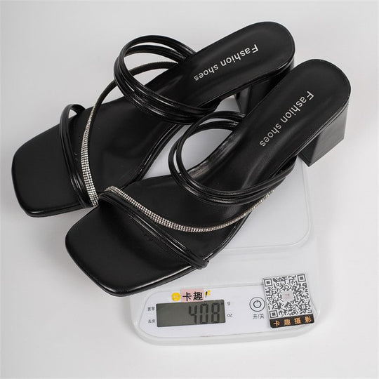 Damen elegante Riemensandalen mit funkelnden Strassdetails R&B
