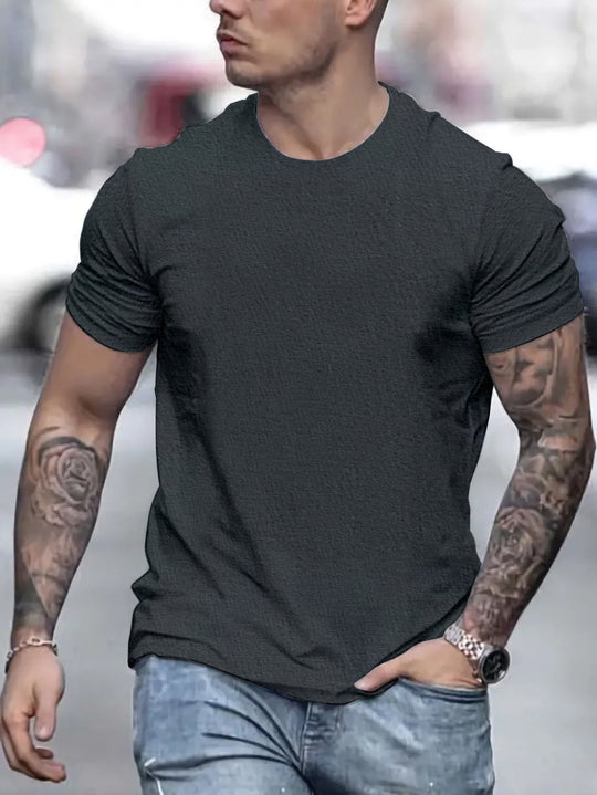 Herren lässiges T-Shirt mit strukturierter Oberfläche und bequemem Schnitt R&B