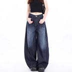 Damen Weite Denim-Hose mit hohem Bund und trendigem Schnitt R&B