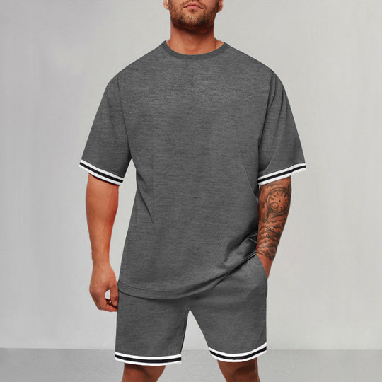 Herren Sportliches Kurzarm-Set mit Kontrastdetails R&B