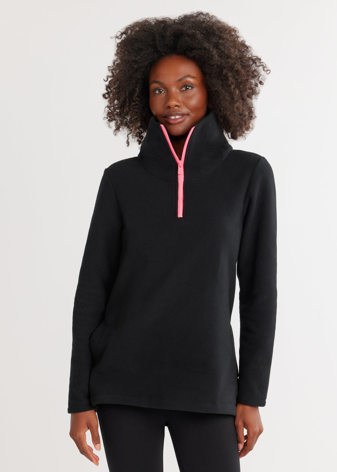 Damen Fleece-Pullover mit Stehkragen und sportlichem Reißverschluss R&B