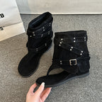 Damen Fashionable Zehentrenner-Stiefel mit Verzierungen und flexiblem Riemendesign R&B