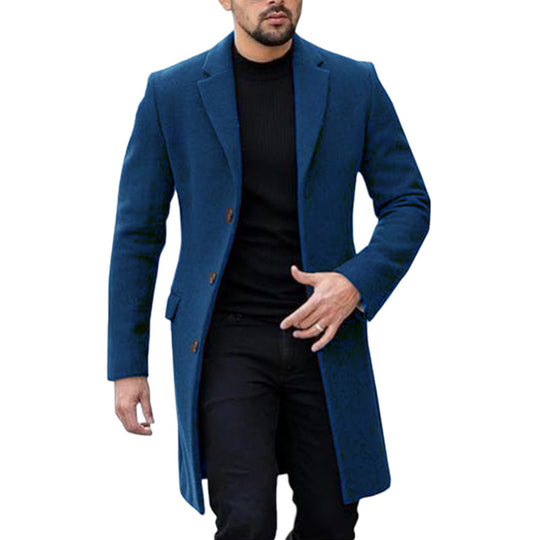 Herren eleganter Wollmantel mit modernem Schnitt und praktischen Taschen R&B