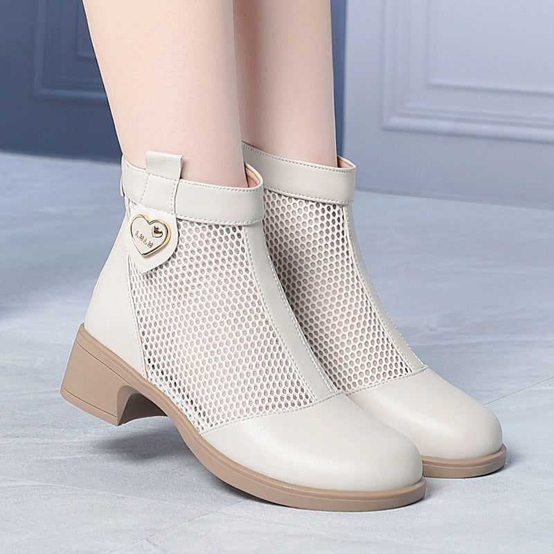 Damen Trendige Stiefeletten mit raffiniertem Netzdesign und flexiblem Blockabsatz R&B