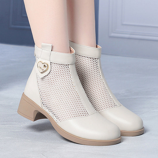 Damen Trendige Stiefeletten mit raffiniertem Netzdesign und flexiblem Blockabsatz R&B